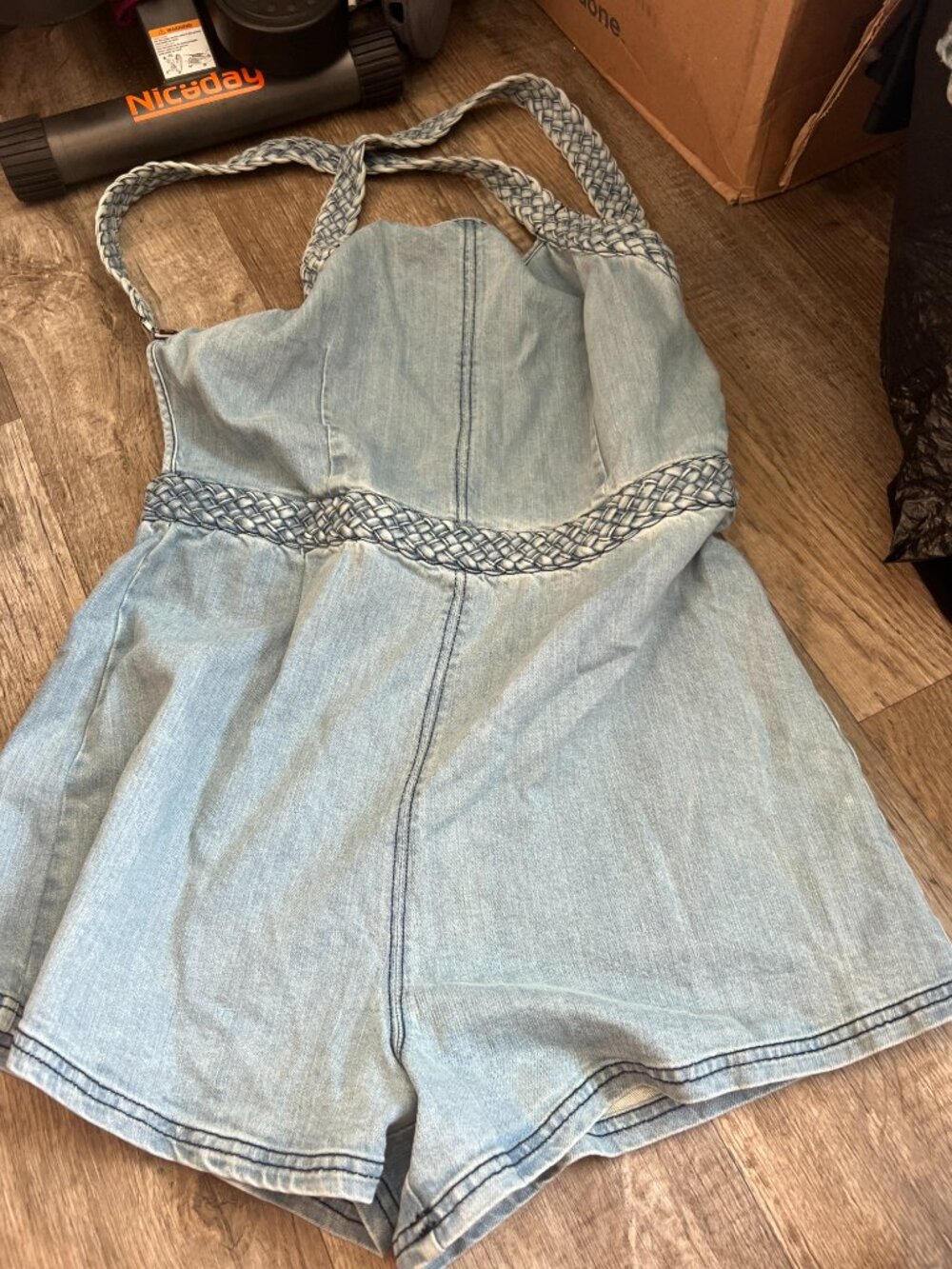 Free People Karina Denim Romper size L - Picture 6 of 15